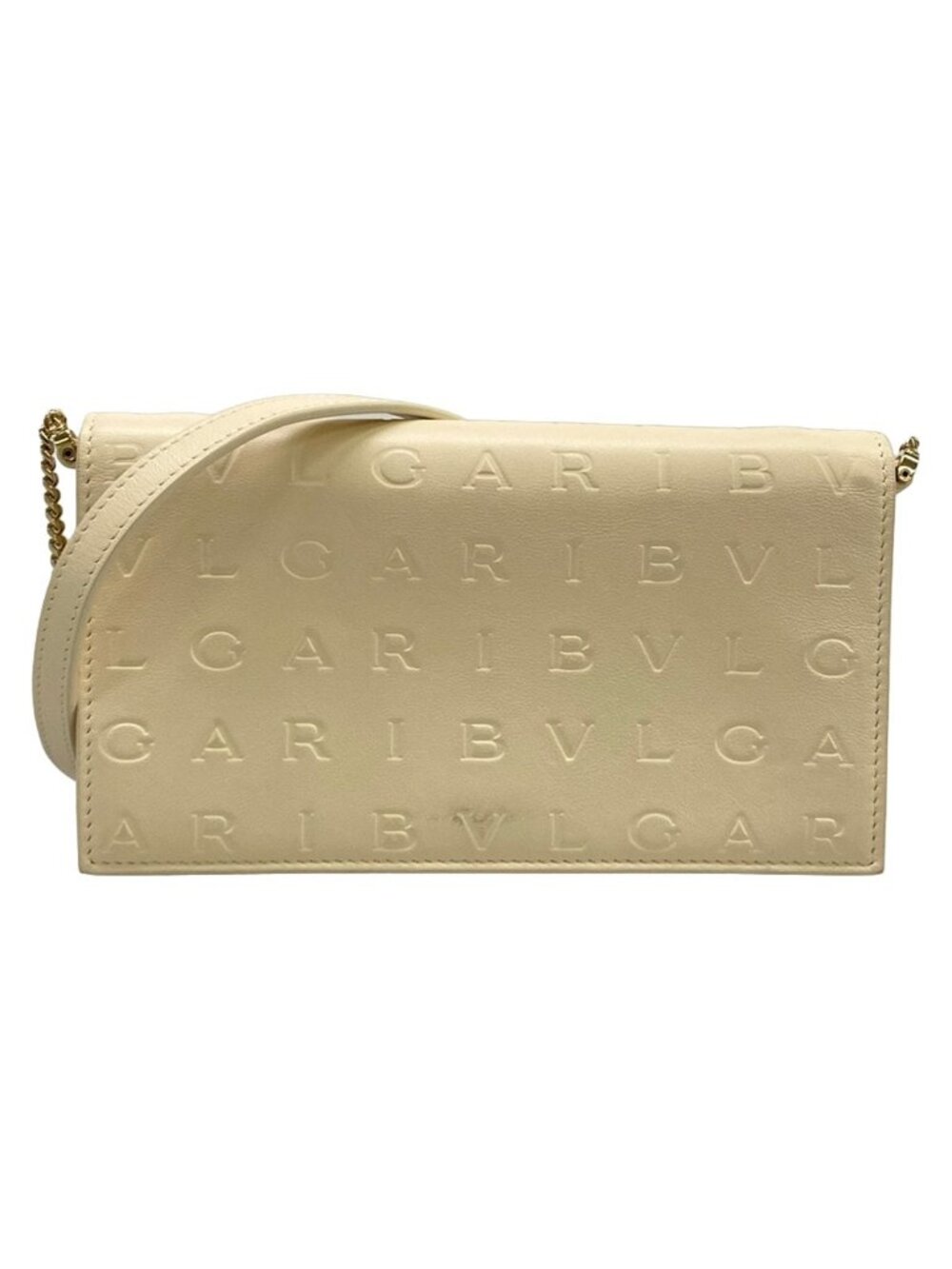 Bvlgari Wallet Infinitum Ivory Chain Embossed Removable Strap